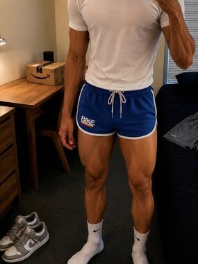 BIKE Retro Blue Running Shorts Size M | Athletic Gym Track Shorts